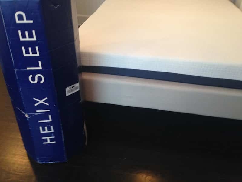 picture of the helix mattress next to its box