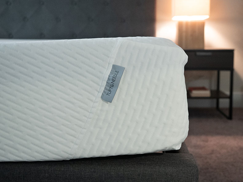 A close-up of a foam mattress.