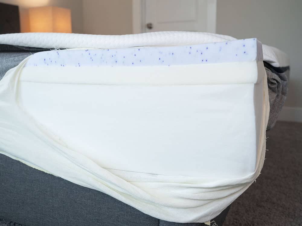 A mattress is cut open to show the components.