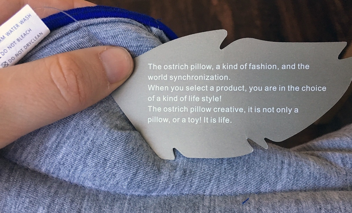 Ostrichpillow Travel Pillow tag