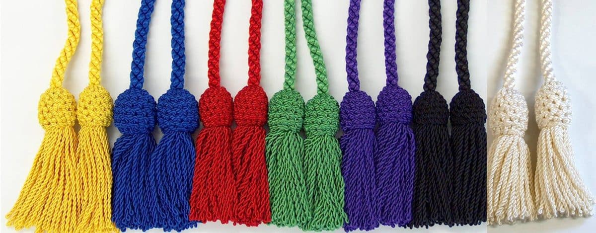 different colored tassels side by side