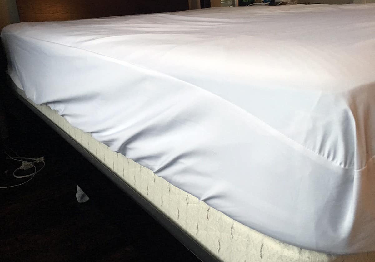 cleaning purple mattress cover of body sweat