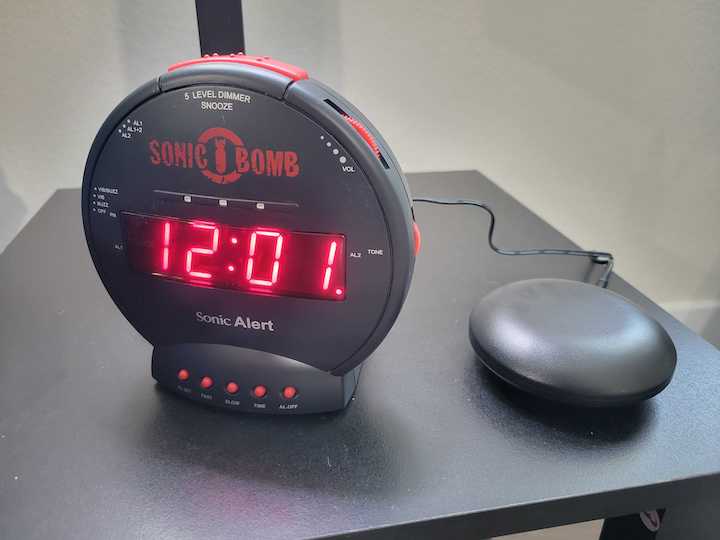 Sonic Bomb Alarm Clock: Intensely loud alarm clock that shakes
